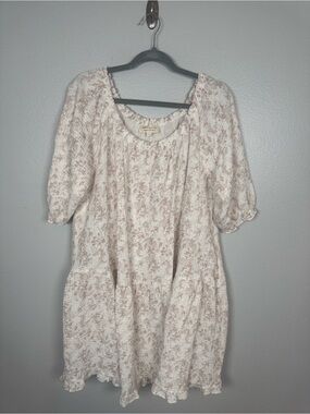 Worth Collective Cotton Gauze Toule Ruffled Hem Mini Dress Pockets Size Small